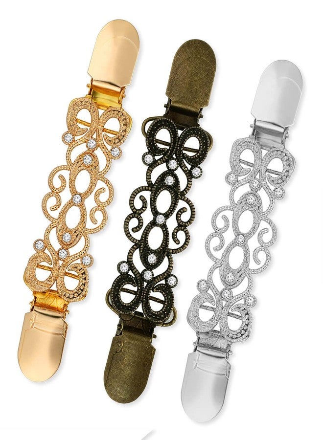 JELIEE 3PCS Vintage Cinch Clip for Dresses,Retro Sweater Clips for Cardigans,Shawl Clip Brooch for Different Women Clothing Cinch Clip - Image 1